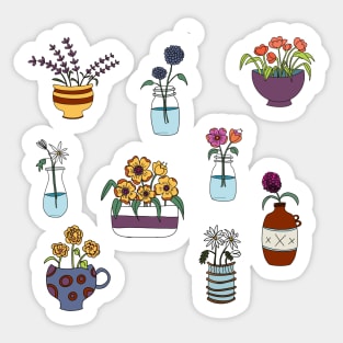 A simple bit of flowers in pots Sticker